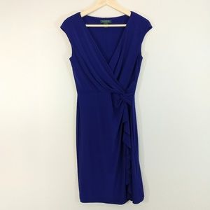 Lauren Ralph Lauren Royal Blue Midi Wrap Dress
